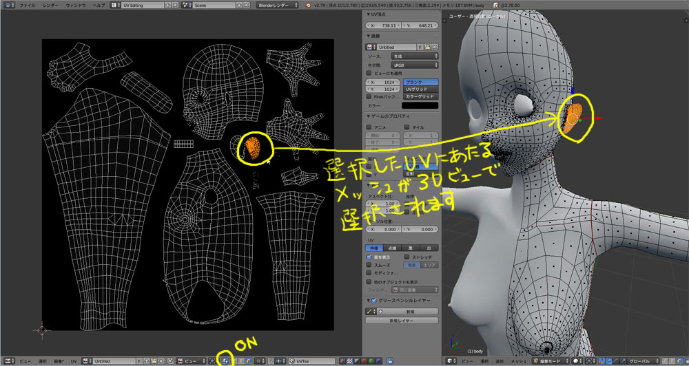 Blenderでの人体モデルのuv展開 Soramame式