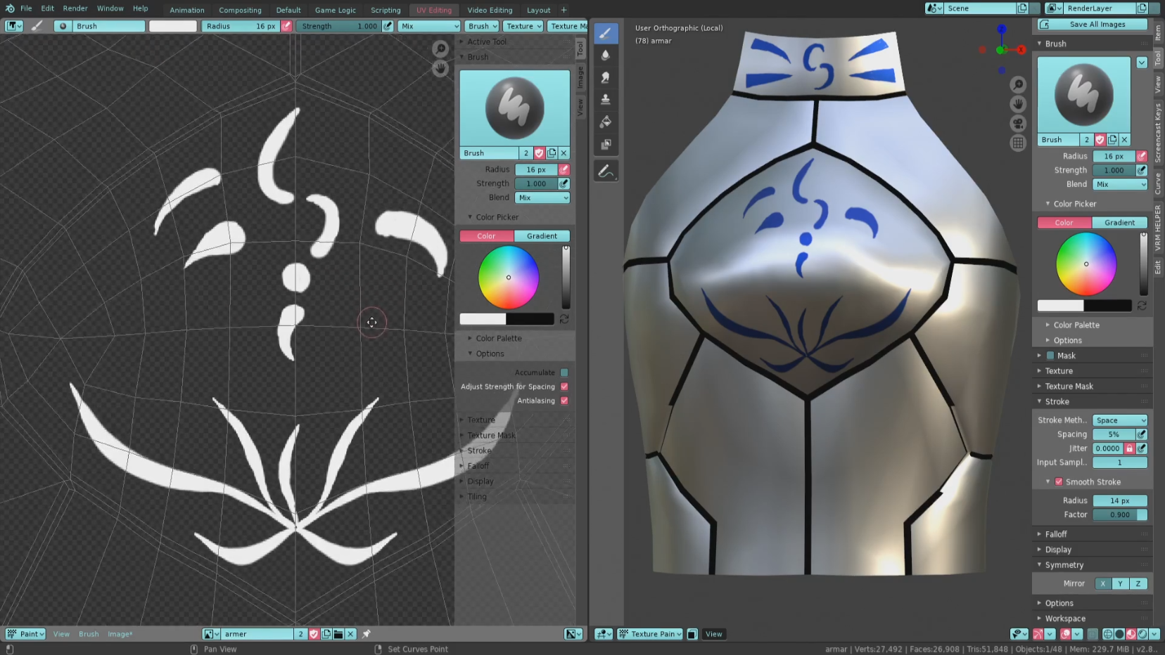 Blender2 8でテクスチャを描きやすいuv展開のやり方 鎧の模様をペイント Soramame式