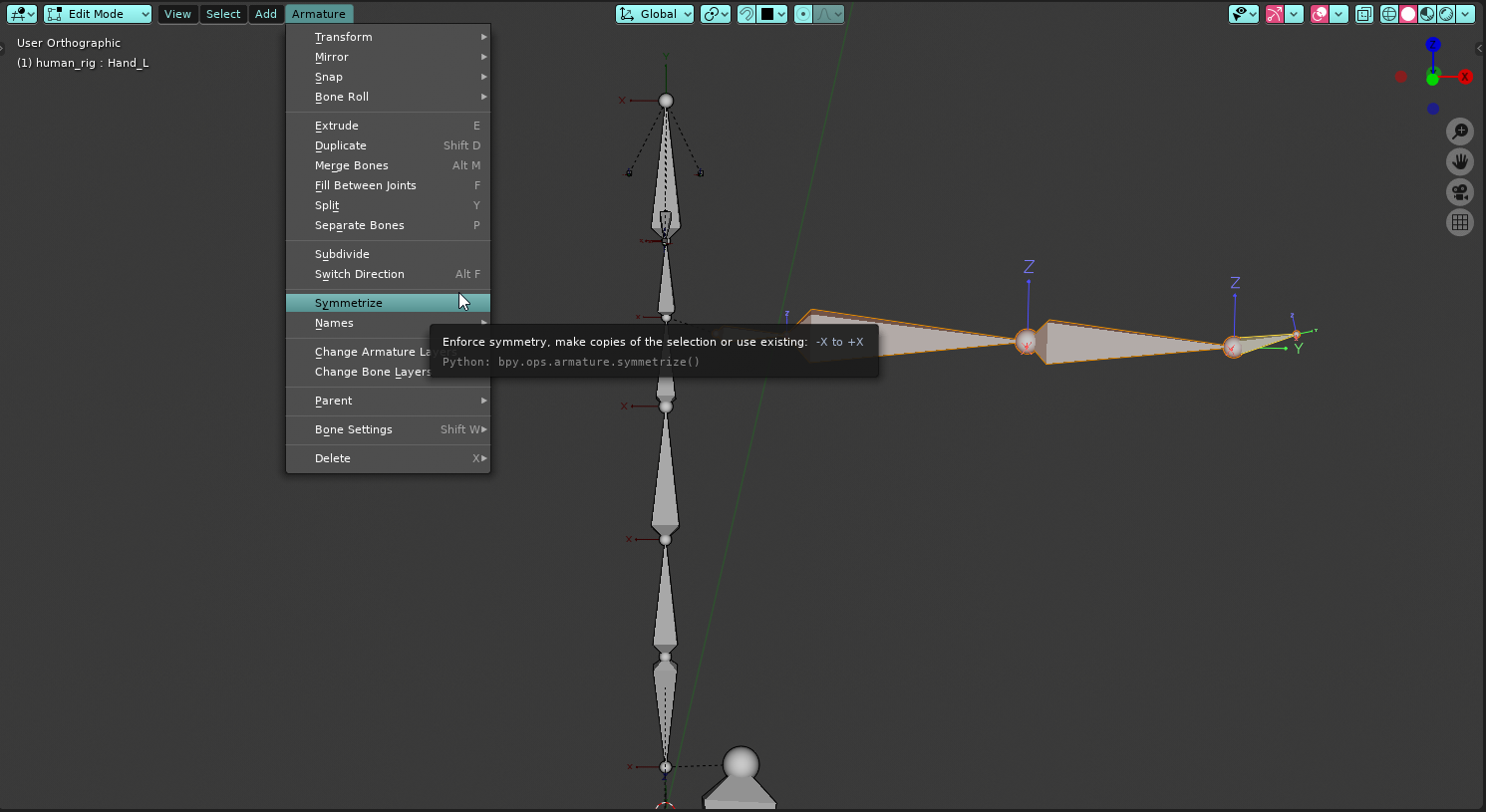 Blender2 8 アーマチュアボーンを左右対称に簡単に作る方法 Soramame式