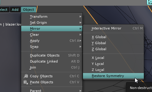 Blenderで左右対称 シンメトリー が崩れたメッシュを非破壊的に修復するrestoresymmetryアドオン Soramame式